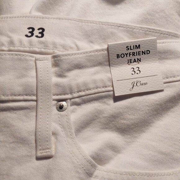 NWT! J. Crew High-Rise Slim Cropped Boyfriend Jean in White - 33 - Picture 7 of 11